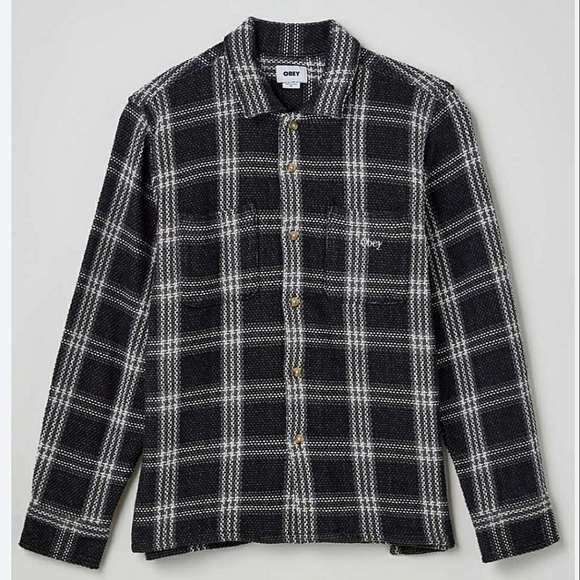 💥B2G1 FREE OBEY Wes Woven Shirt in Black Multi, Retail $115, SIZE S & M - Picture 1 of 13